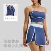 New summer linear sportswear sets: women's short skirts, bras, anti-glare outdoor running, yoga, casual wear, and two-piece sportswear and casual wear details Picture
